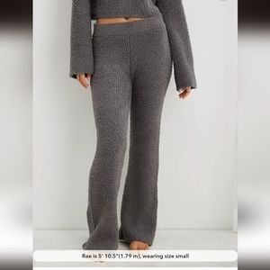 Aerie Marshmallow Sherpa Lounge Pants Wide Leg in Shell Gray